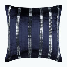 Tummansininen samettinen tyynynpäällinen 20x20 tuumaa hopeisilla paljeteilla kirjailtuna, yhteensopiva Navy City Decorin kanssa