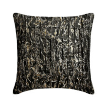 Pudebetræk, sort og guld 45x45 cm, silkebies, tekstureret accentpude til sofa, abstrakt mønster, moderne Halloween-dekoration