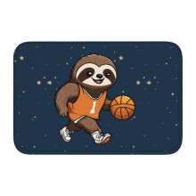 Superweicher, rutschfester Badteppich mit Faultier-Basketball-Motiv für Bad, Küche, Schlafzimmer und Wohnzimmer, 40 x 60 cm