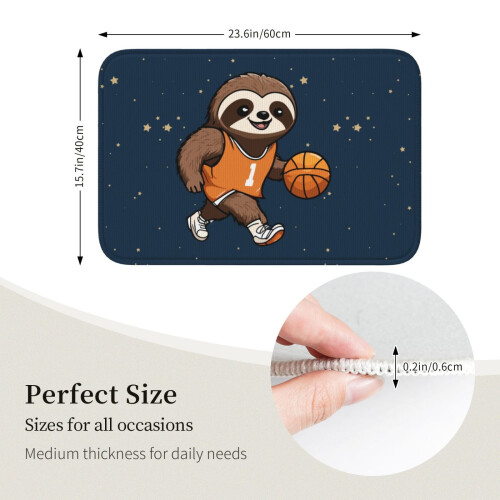 Χαλί μπάνιου Sloth Basketball εξαιρετικά μαλακό αντιολισθητικό για μπάνιο, κουζίνα, 2