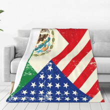 Vintage Mexicaans-Amerikaanse vlag deken van ultrazacht microflanel, 127 x 102 cm, microvezel plaid voor bed of bank, geschikt voor alle seizoenen.