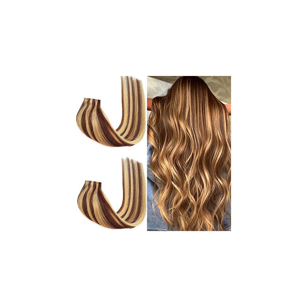 Unisex Human Hair Extensions Balayage Blonde Remy Clip In Seamless Full Head Double Weft 16 Inch