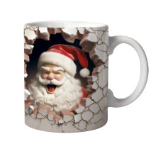 QuLuJing Vaderdagmok, Kerstkeramische koffiemok met kerstman en sneeuwpop, kerstcadeau