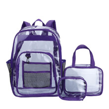 SDJMa3Pcs Transparante Rugzak Set, Stevige Transparante Schooltas met Lunch- en Make-uptas, Doorzichtig voor School, Werk, Sportschool, Reizen