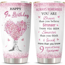 Geschenkidee zum 9. Geburtstag für ein Mädchen – 20-Unzen-Becher, passend zu Geschenken und Dekorationen zum 9. Geburtstag