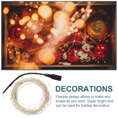 DC12V10M LED-lichtslinger met koperdraad voor kerstversiering (warm wit) 2