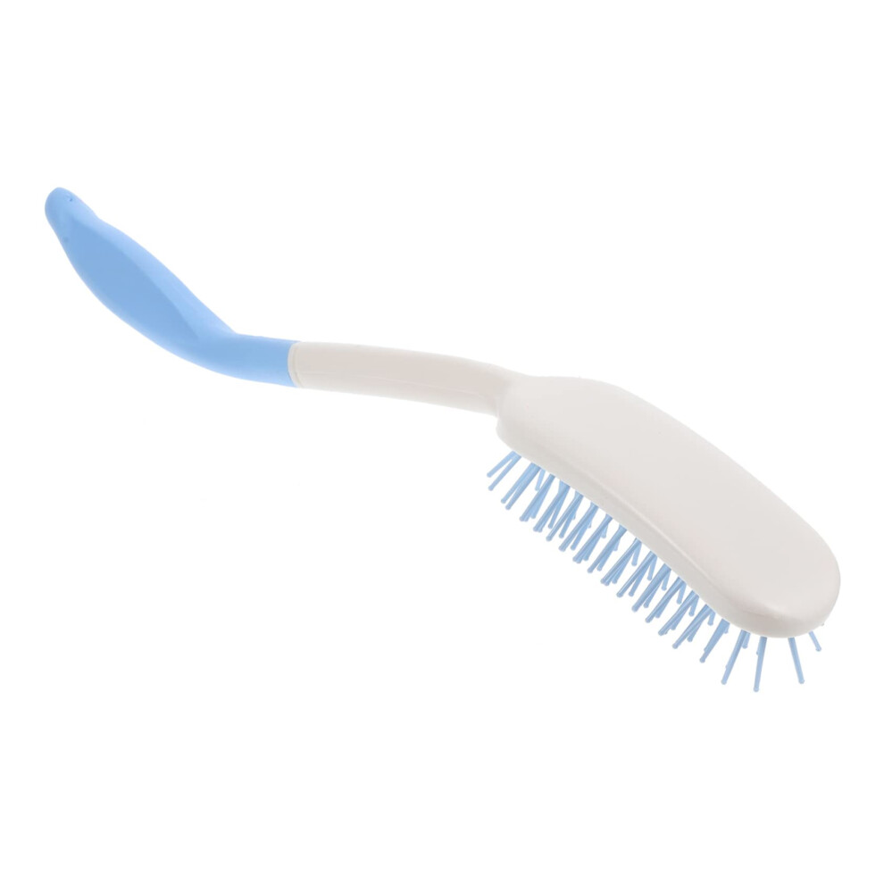 Unisex White Long Handle Hair Comb With Curved Ergonomic Grip For Seniors And Disabled Easy Styling
