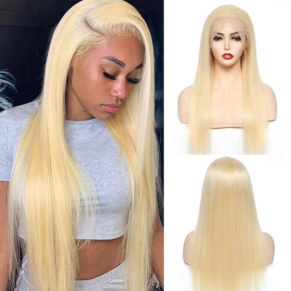 Unisex 613 Blonde 13X4 Lace Front Human Hair Wig 28 Inch Pre Plucked With Baby Hair Natural Hairline
