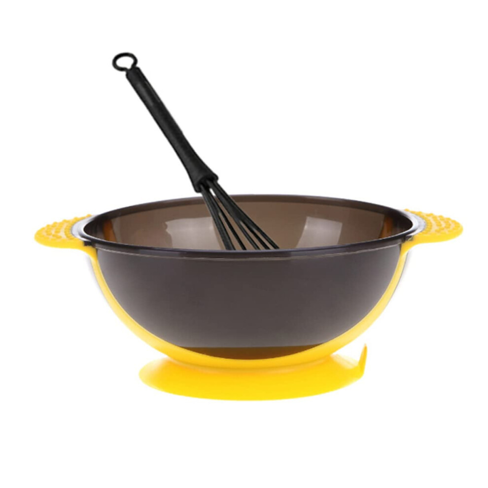 Hair Dye Bowl Set with Agitator and Suction Cup, Reusable Hair Coloring Mixing Bowls, Yellow and Black
