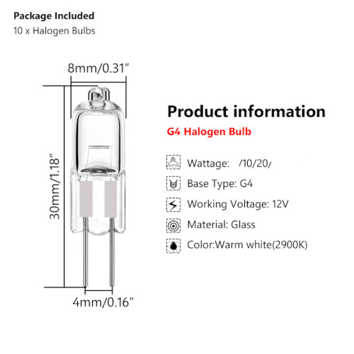 10 lampade alogene G4 12V 10W 20W 20W 2