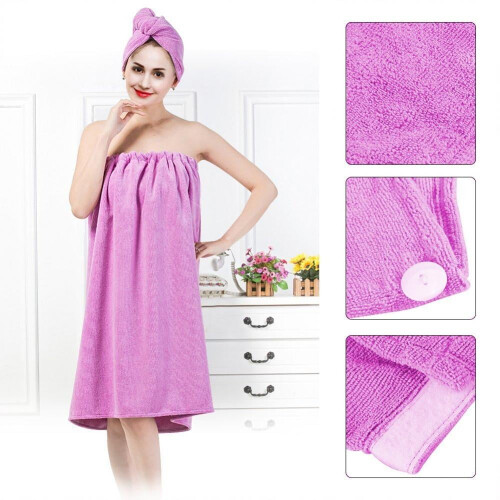 Yosoo Women Soft Bath Body Wrap Set Shower Spa Πετσέτα Μπάνιου με Ρυθμιζόμενο Σκουφάκι Στεγνώματος
