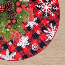 Jupe de sapin de Noël à carreaux Buffalo (rouge, vert, 122 cm)
