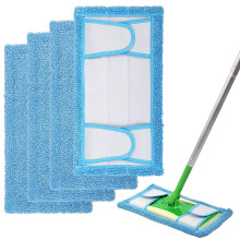 Lingettes humides Swiffer - Lingettes de balai en microfibre lavables et réutilisables compatibles avec les balais Swiffer, lot de 4 pour le