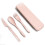 Jygee Wheat Straw Tableware Set Portable Reusable Solid Color Flatware Kit Indoor Outdoor Home Camping Dinnerware with Storage Case Pink 1