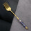 Stainless Steel Gilded Forks with Ceramic Handle,for Home Tableware 2
