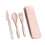 Jygee Wheat Straw Tableware Set Portable Reusable Solid Color Flatware Kit Indoor Outdoor Home Camping Dinnerware with Storage Case Pink 2