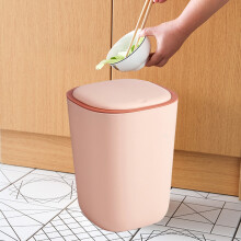 BGZLEU15L Abfalleimer mit Deckel, Mülleimer mit Druckverschluss für Badezimmer, Kunststoff-Abfallbehälter für Küche, Schlafzimmer, Büro (Rosa)