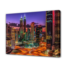 Affiche sur toile représentant les lumières de Dubaï la nuit, 40 x 60 cm, style encadré, idéale pour la décoration de la maison ou du bureau.