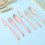 Jygee Wheat Straw Tableware Set Portable Reusable Solid Color Flatware Kit Indoor Outdoor Home Camping Dinnerware with Storage Case Pink 7