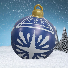 CHGBMOK23.6'' Palla Gonfiabile Decorata di Natale in PVC Gigante per Esterno, Decorazione per Giardino, Prato e Portico durante le Feste (Blu Navy)