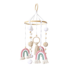 Rainbow Wall-Hung Baby Mobile 7.8x19.2 Inch, Compatible with Cribs, Detachable Crochet Nursery Decoration for Girls & Boys