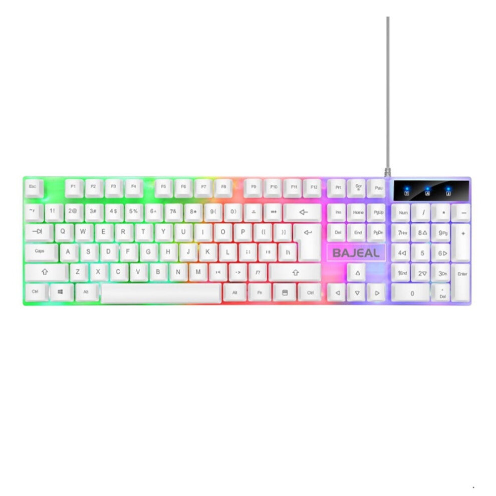 Jixopn Wired Usb Keyboard Seven Color Lights Ergonomic Keyboard 98 Keys Backlit Keyboard 1.5M Cable For Computer Laptop For Pc Gamer 9499224628779