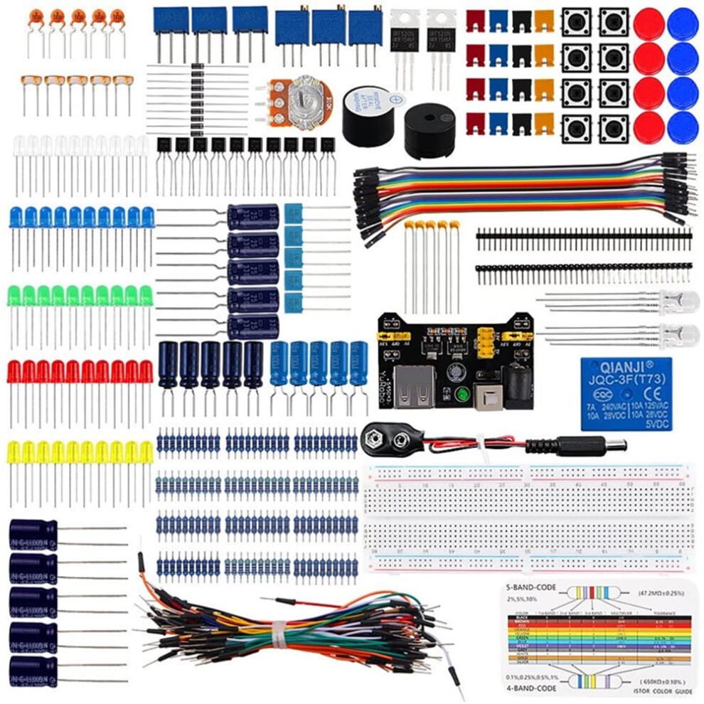 Jixopn Diy Electronics Basic Kit 830 Breadboard Resistors Buzzer Component For R3 9499224629226