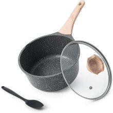 Sauce Pan Set with Lid, 1.5QT & 2.5QT Non Stick Granite Coating, Pour Spout, Induction Compatible, PFOA/PFOS Free