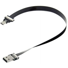 USB 2.0 Type-A Male to Micro USB 5Pin Male Data Flat Slim FPC Cable for FPV & Disk & Phone 20cm