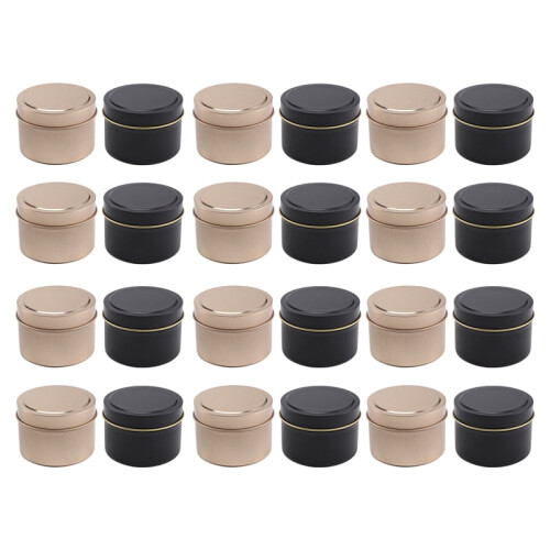 Qtmnekly24Pack μεταλλικά δοχεία κεριών με καπάκια, 4 ουγγιές, μεταλλικά βάζα κεριών για