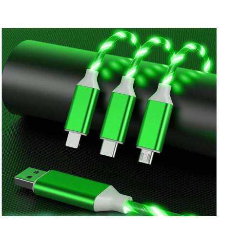 Cable de carga 3 en 1 siisll, carga rápida, cargador LED múltiple para teléfonos Android, cable USB C de 90 cm (3 pies), cable micro USB tipo C - 1