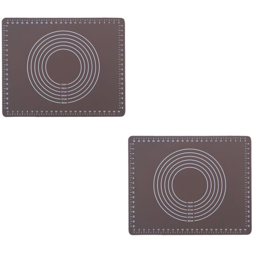 2 pcs Dough Mat High Temperature Resistance Non-slip Kitchen Gadget Baking Tool for Home (Coffee)