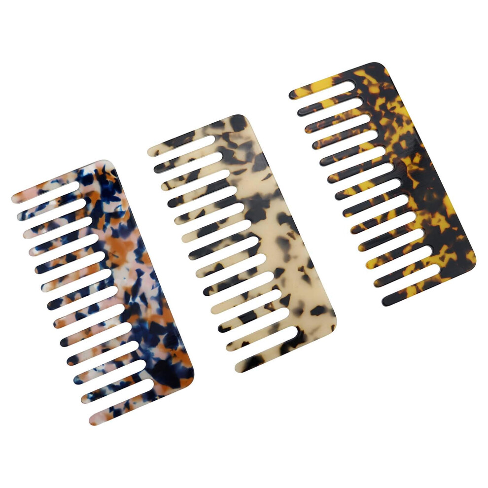Unisex 3 Pack Wide Tooth Detangling Comb For Curly Or Thick Hair, Gentle Wet And Dry Tangle Removal