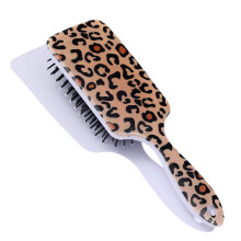 Leopard Print Detangling Hair Brush with Smooth Teeth and Ergonomic Paddle Shape for Styling