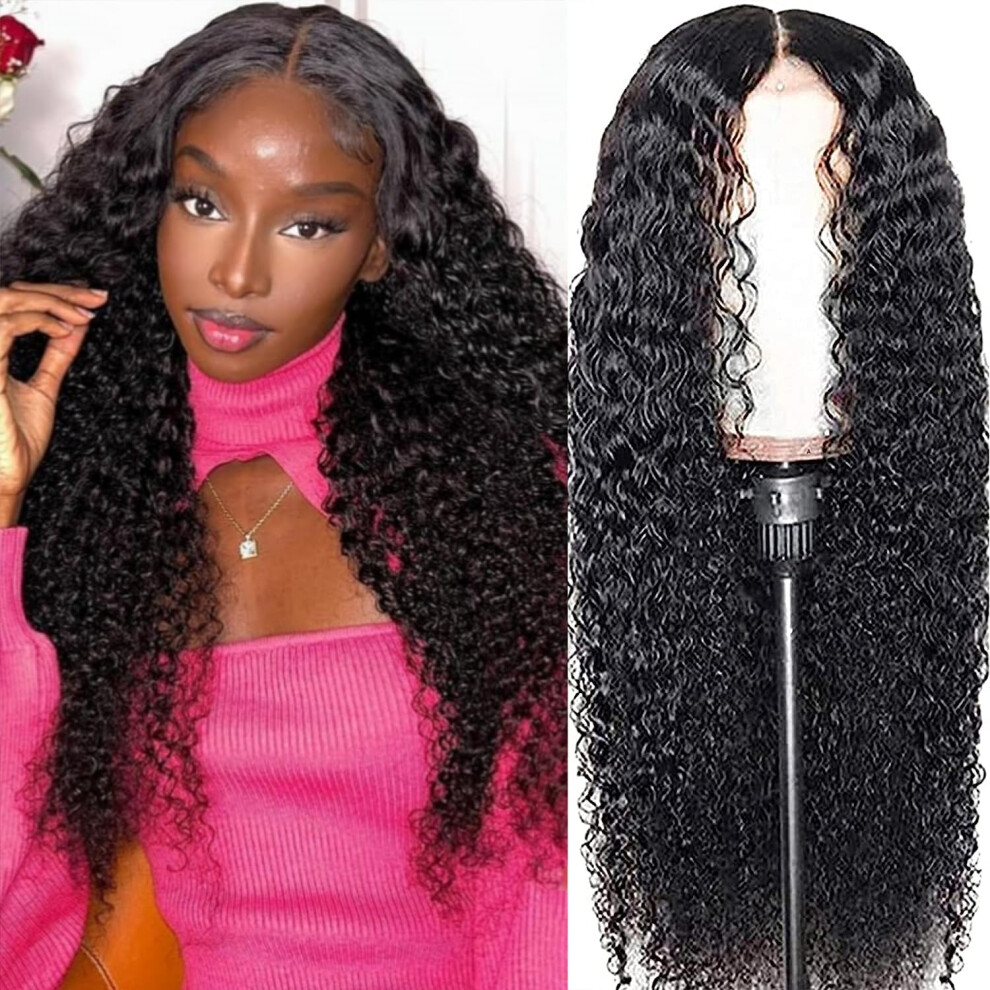 Unisex 20 Inch Jerry Curly Human Hair Lace Front Wig 4X4 Closure Glueless Pre Plucked With Baby Hair