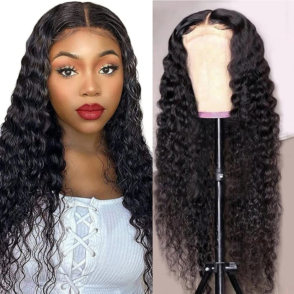 20 Inch Wet and Wavy Lace Front Human Hair Wig 4x4 Closure Brazilian Deep Wave Pre Plucked