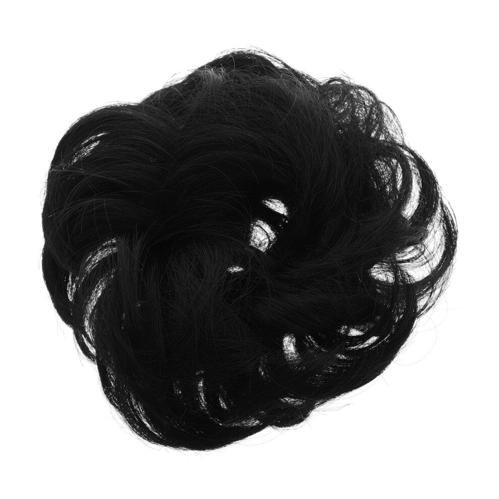 Unisex Black Hair Bun Extension Chignon Hairpiece Curly Messy Updo Natural Synthetic Bun For Women
