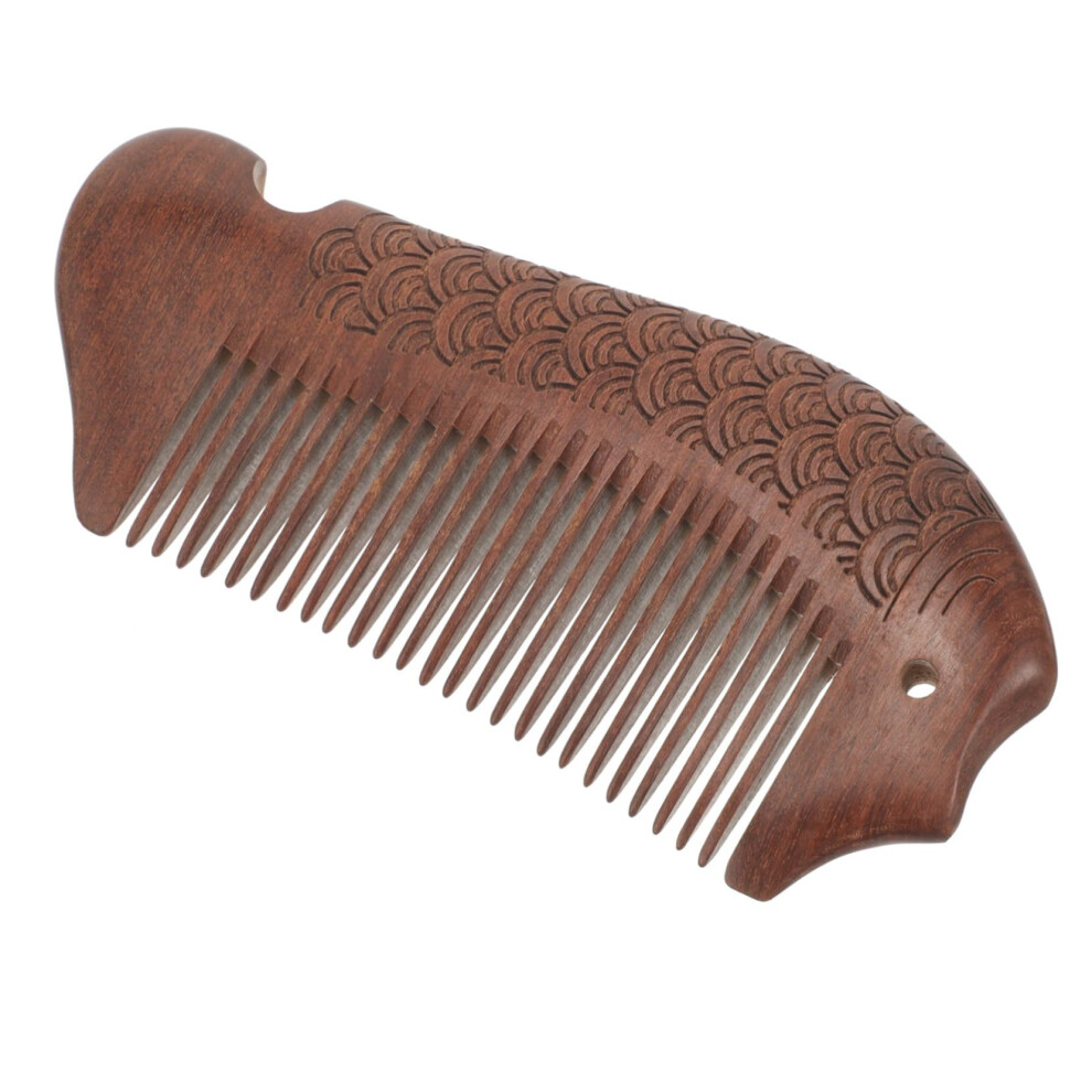 Unisex Wooden Fine Tooth Comb Compact Travel Size Scalp Massage Durable Fish Shape Hair Brush