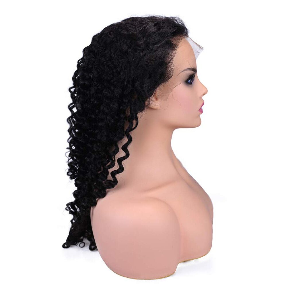 Unisex 18 Inch Brazilian Virgin Human Hair Lace Wig With Baby Hair Natural Hairline 130% Density