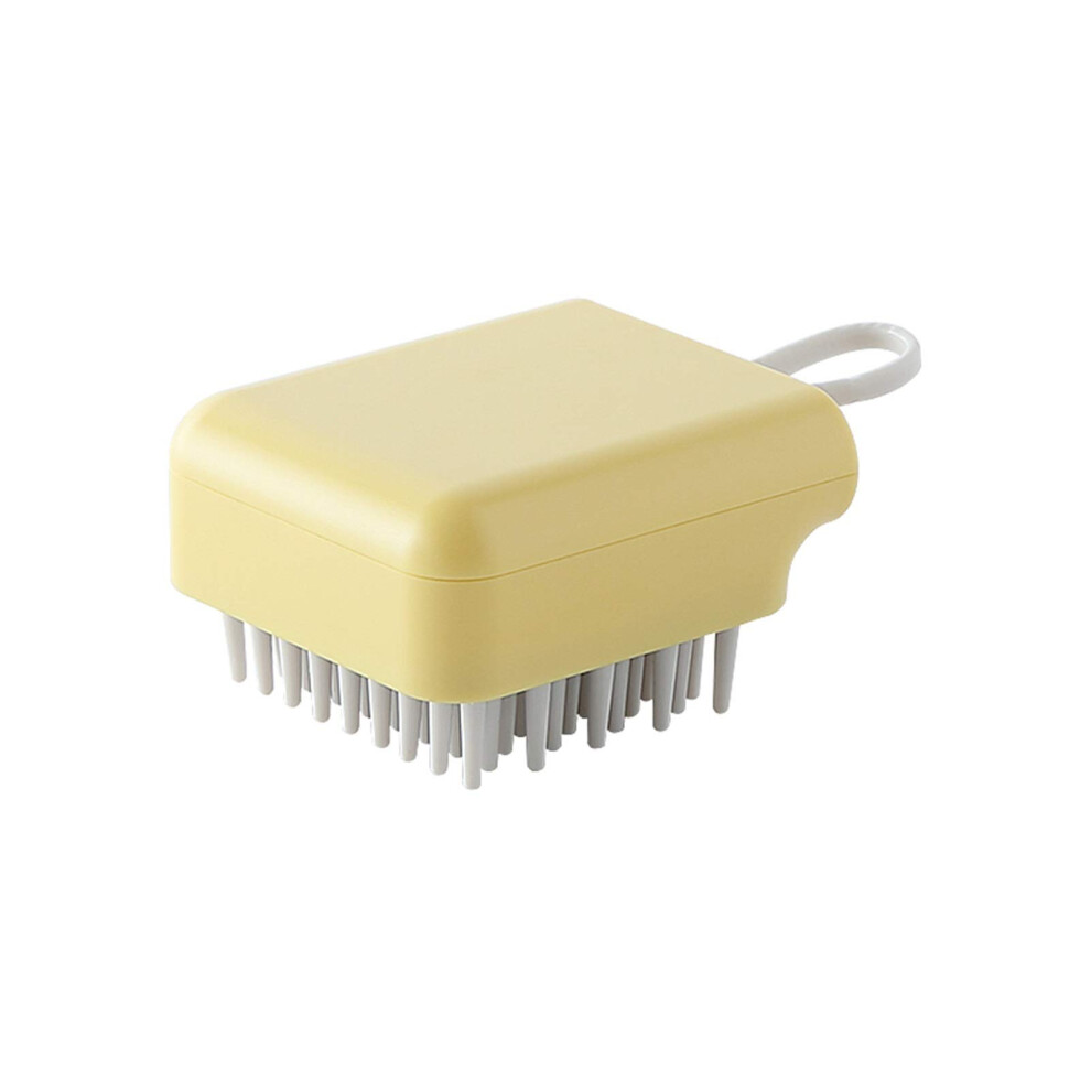 Yellow Shower Brush With Gentle Silicone Bristles For Hair Washing And Scalp Massage,