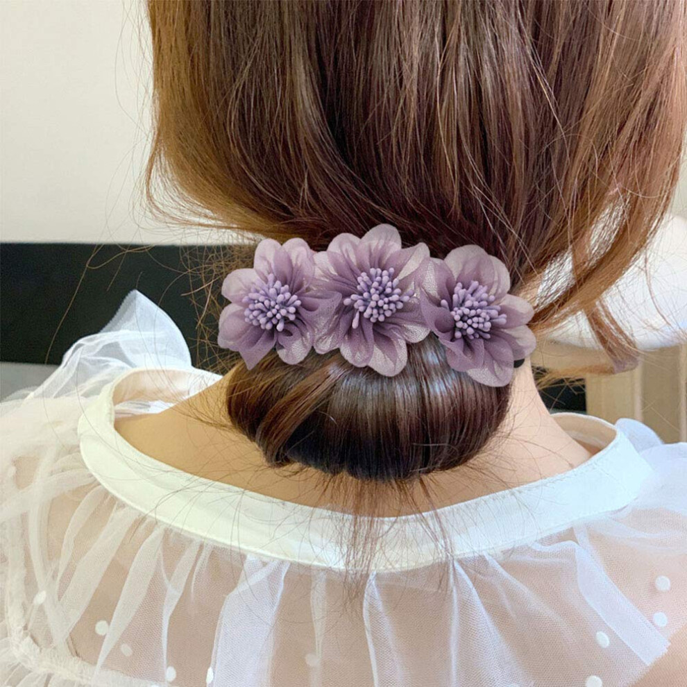 Hair Bun Maker Korean Styling Tool Handmade Cloth Finish 32cm Purple Fast Bun Styling