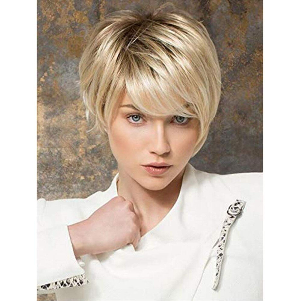 Unisex Synthetic Blonde Wig Ombre Short Bob For Women Natural Look Heat Resistant Adjustable Fit