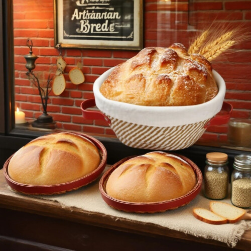 Sourdough Bread Starter Kit with Proofing Basket, Dough Scraper, Lid and Baking Tools Set COLOR6 1