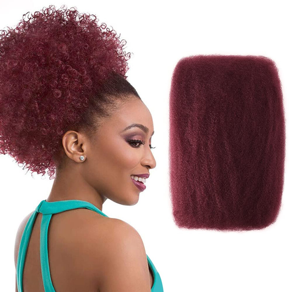 Unisex Red Afro Kinky Bulk Hair Extensions For Locs Braids Twists Dreadlocks 12In Burgundy