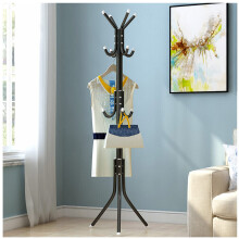Black Metal Coat Rack with 12 Hooks for Coats Hats Bags Scarves – Standing Entryway Hanger
