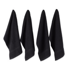 Torchons noirs unis à motif gaufré (lot de 4)