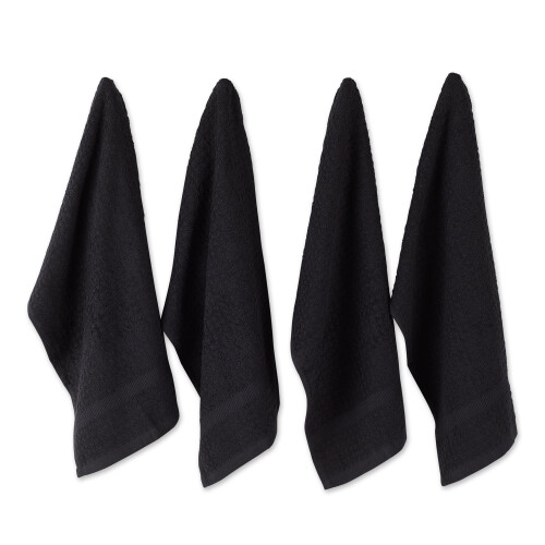 Torchons noirs unis à motif gaufré (lot de 4)