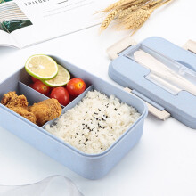 Pudełko Bento na Lunch Comefolife z Łyżeczką, 3-komorowe plastikowe pojemniki do przygotowywania posiłków z pokrywkami, szczelne przechowywanie