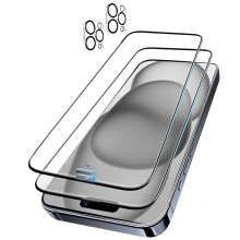 Protector de pantalla de cristal compatible con iPhone 15 (6,1 pulgadas), película de vidrio templado transparente antirreflejos y antihuellas,