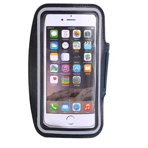 Braçadeira para celular compatível com Samsung e iPhone, suporte de 5,5 polegadas para academia, corrida e esportes ao ar livre - Preta